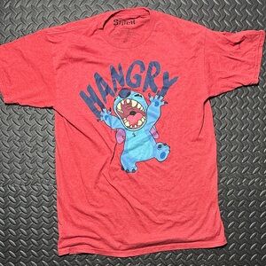 Disney Lilo & Stitch "Hangry" Graphic Tee Red Large